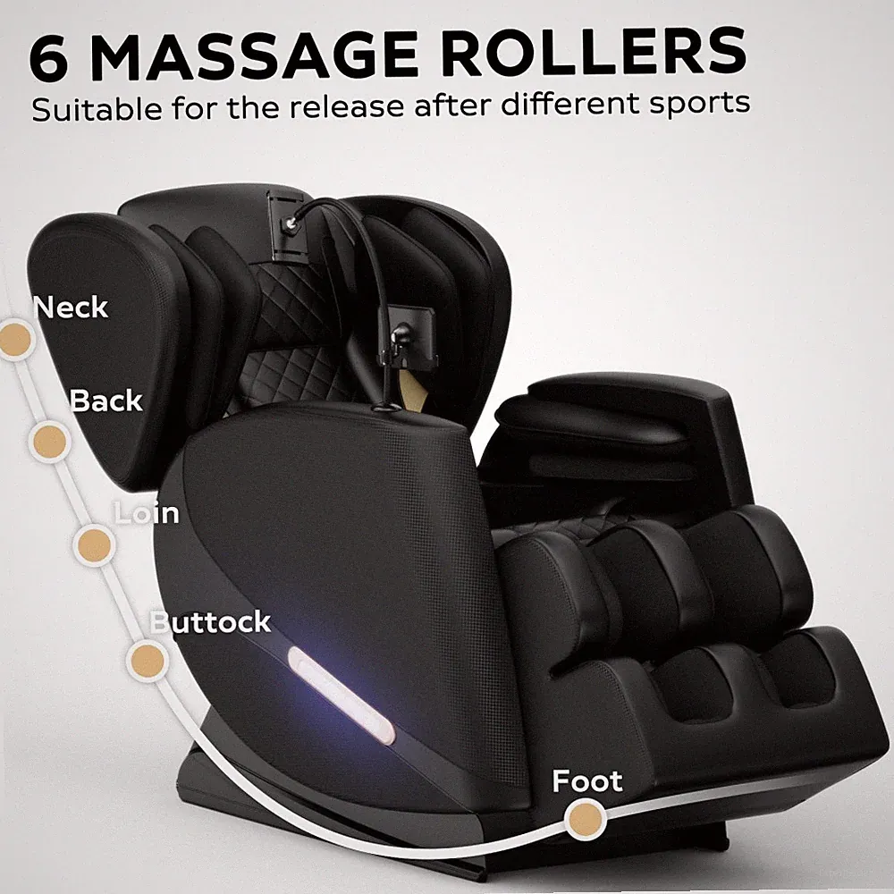 2024 Zero Gravity Full Body Air Pressure Massage Chair Recliner Heat Black 180LB