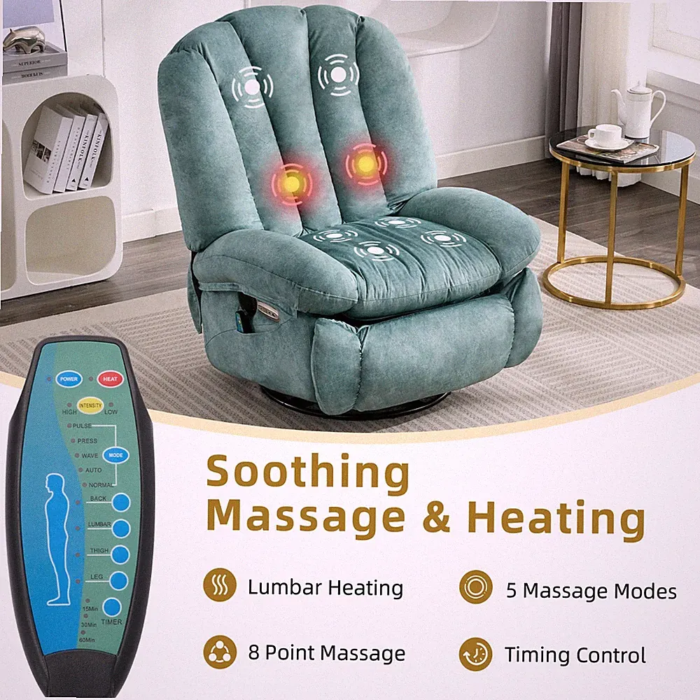 270° Swivel Ergonomic PU Leather Lounge Chair Modern Recliner Office/Living Room