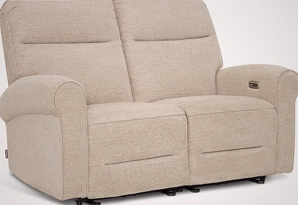 64.6" Beige Wall Hugger Recliner Loveseat with USB Ports for Small Spaces
