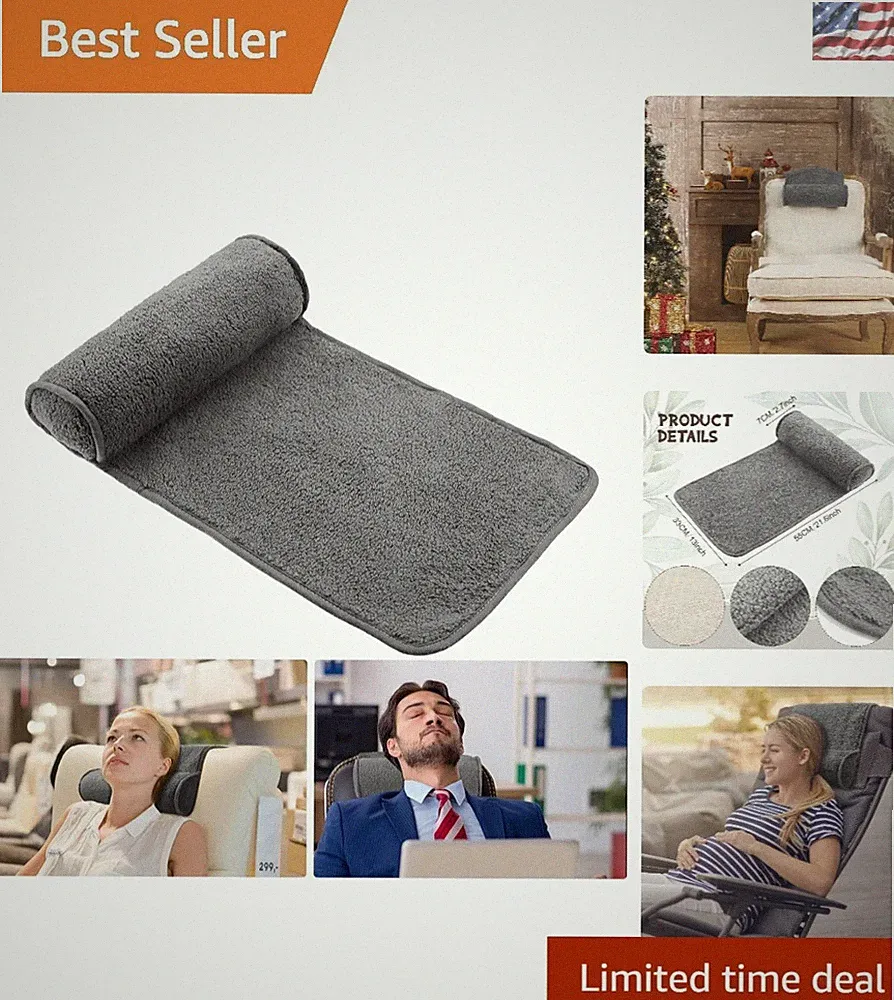 Adjustable Neck Roll Pillow for Recliner Chairs - Dark Gray Comfort Support