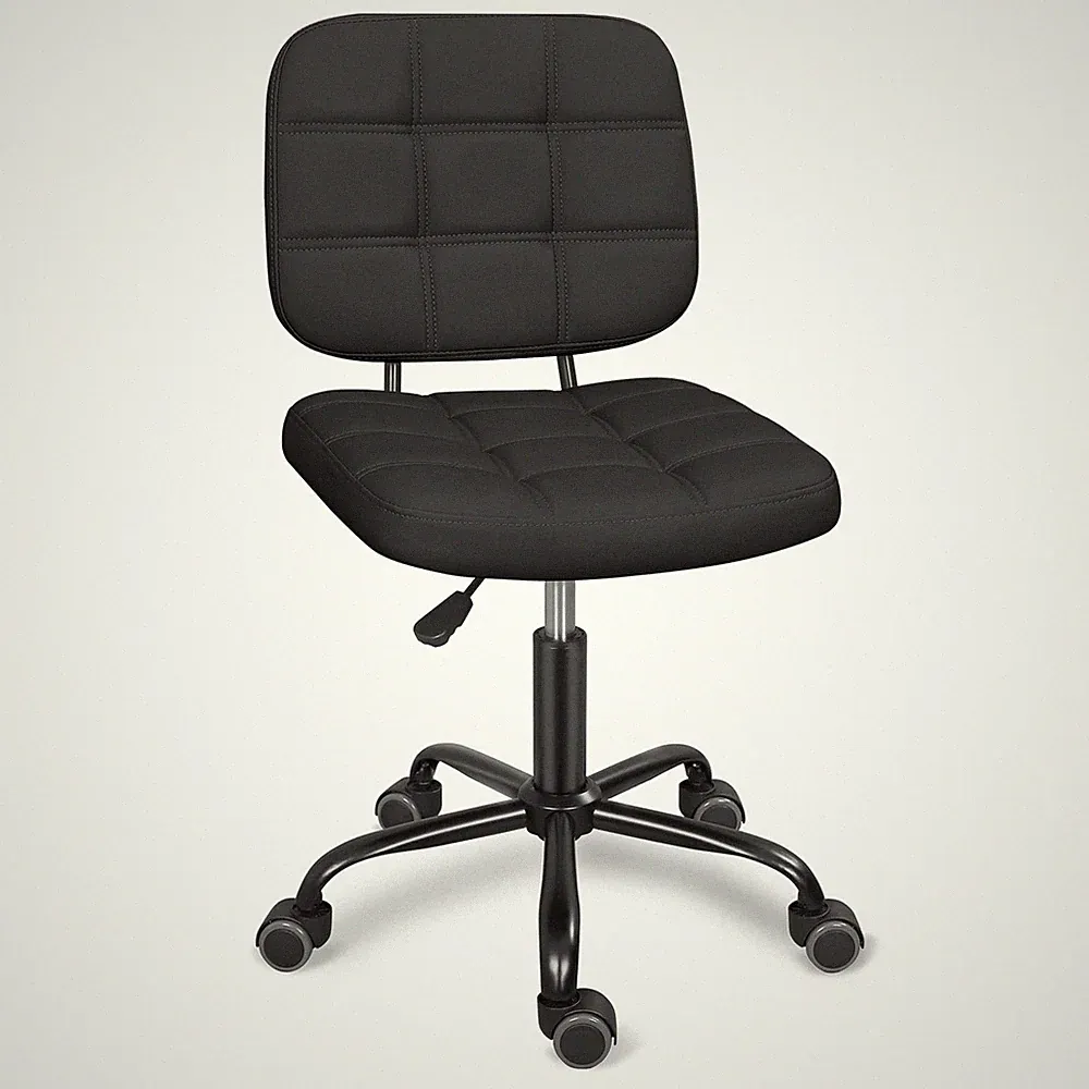 Armless Home Office Desk Chair with Wheels, Modern Ergonomic Drafting Rolling...