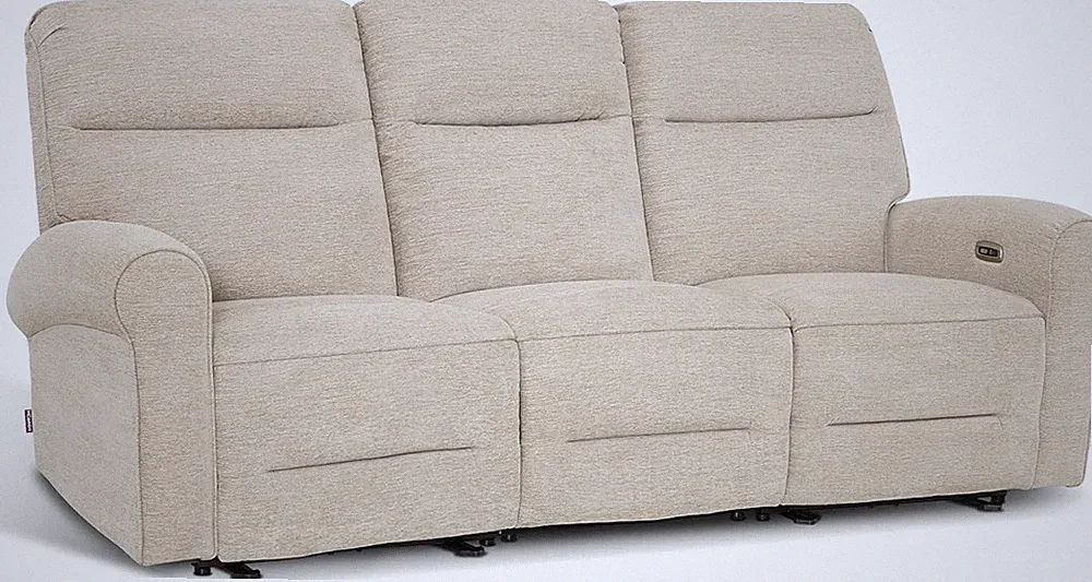 Beige Wall Hugger Reclining Sofa with USB Ports for Small Spaces - 87.8