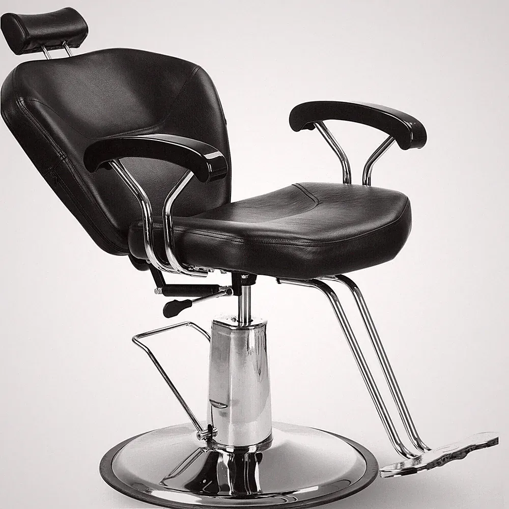 Black Hydraulic Reclining Barber Chair 360 Degrees Rolling Swivel Barber Chair