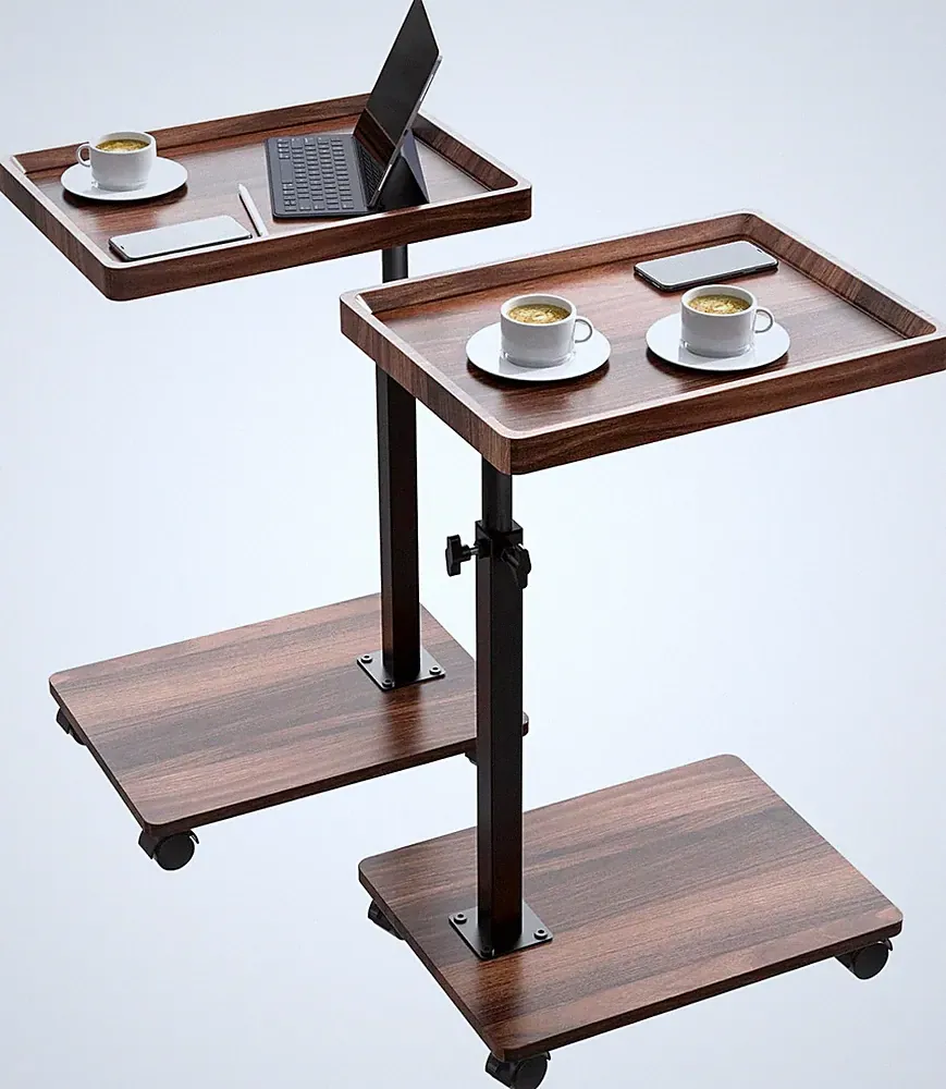 C Table End Table Adjustable Height, 360°Swivel TV Tray Table for Small Spaces