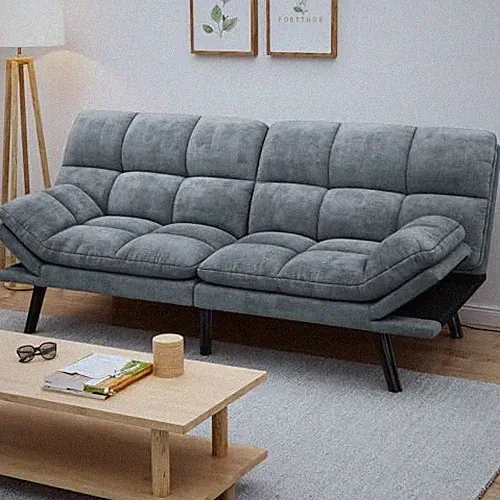 Convertible Futon Sofa Bed Folding Futon Set for Living Room 70" Dark Gray