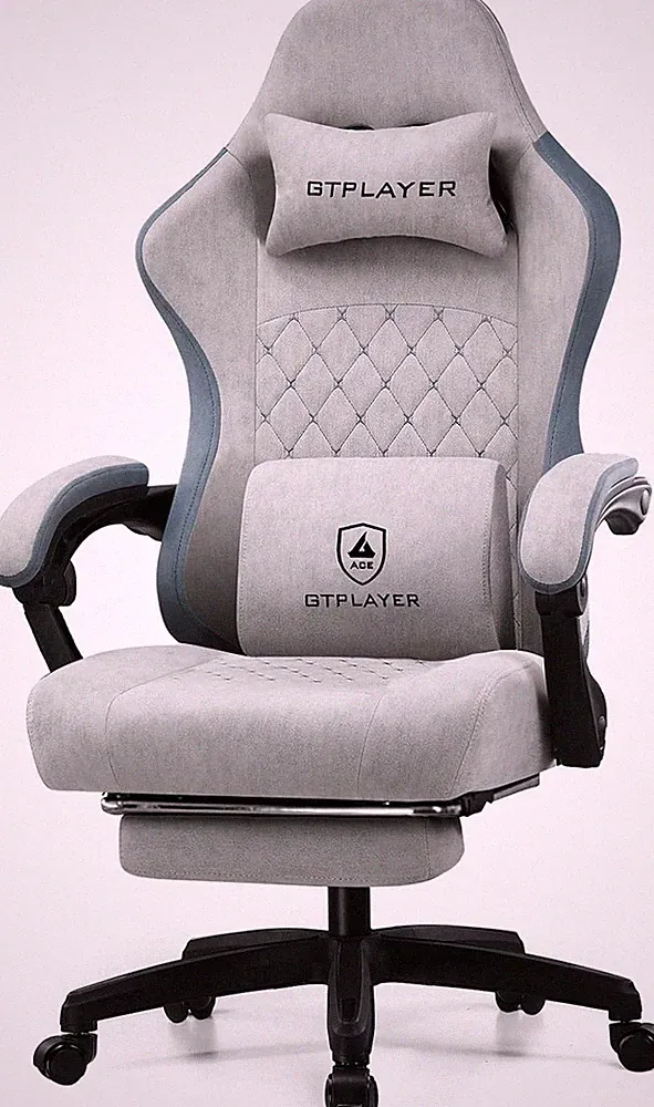 Ergonomic Gaming Chair with Lumbar Support, Footrest & Pocket Spring Cushion