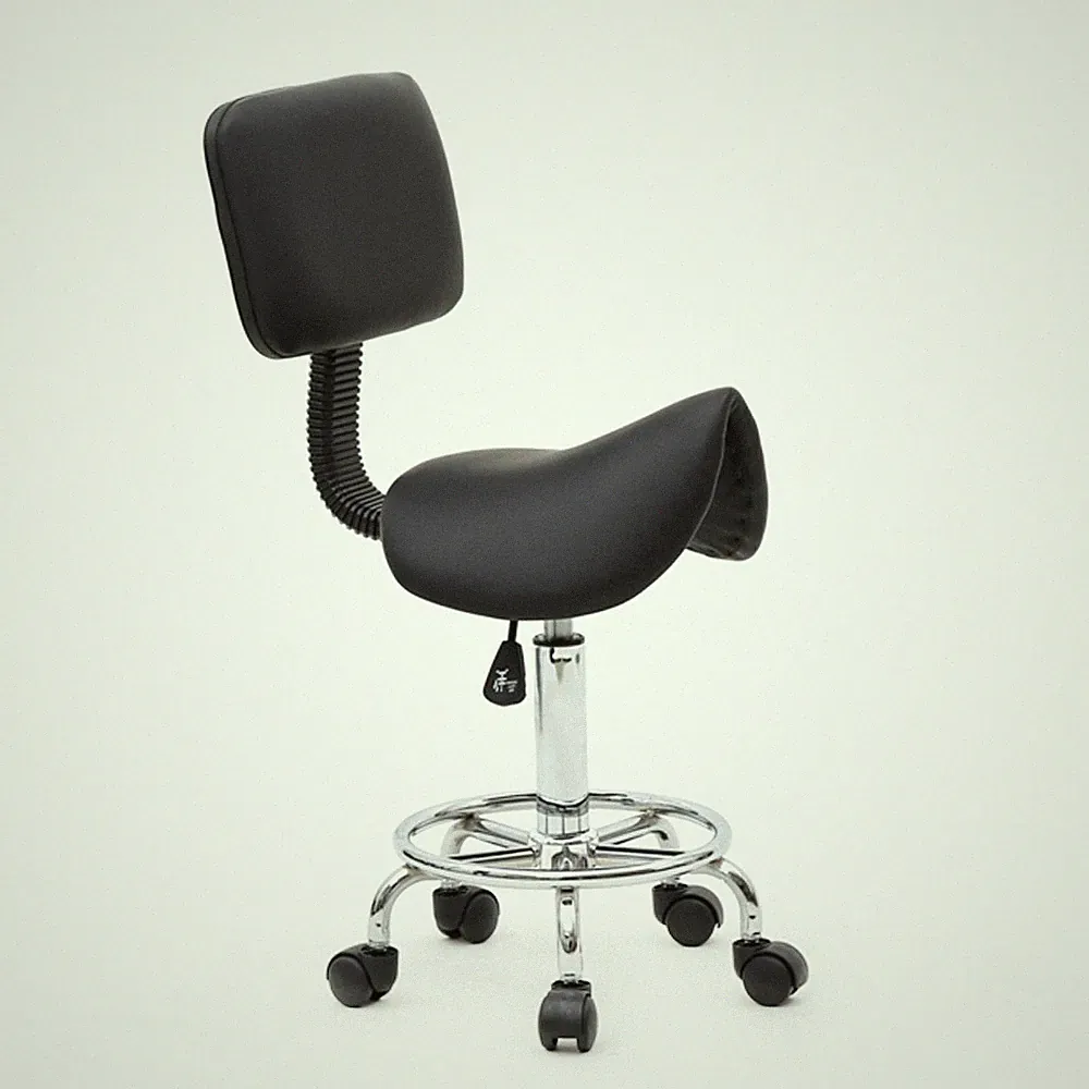 Ergonomic Saddle Stool Hydraulic Swivel Rolling Salon Massage Chair w/ Backrest