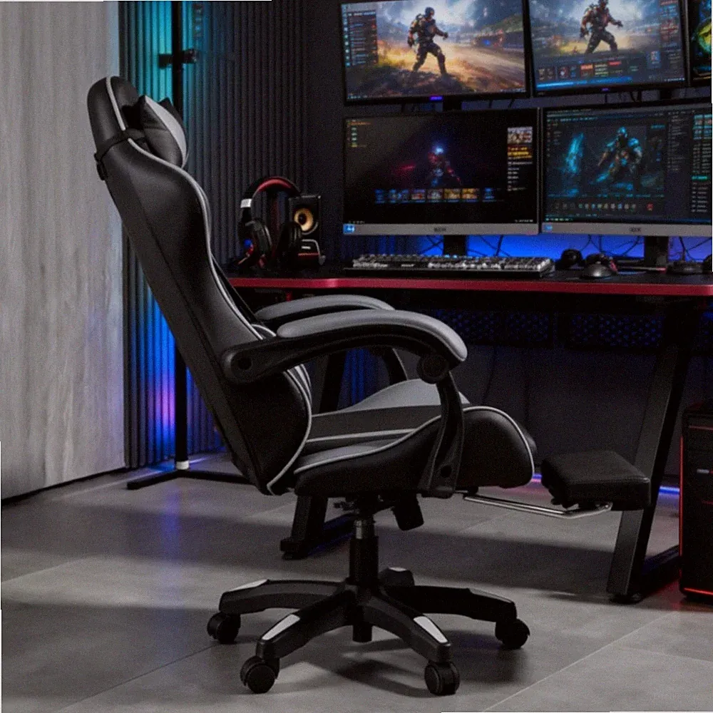Massage Office Chair Gaming Computer Desk Swivel Recliner Chair Leather Footrest