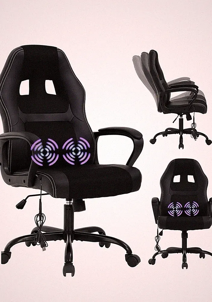 PC Gaming Chair Massage Office Chair Ergonomic Desk Chair Adjustable PU Leather