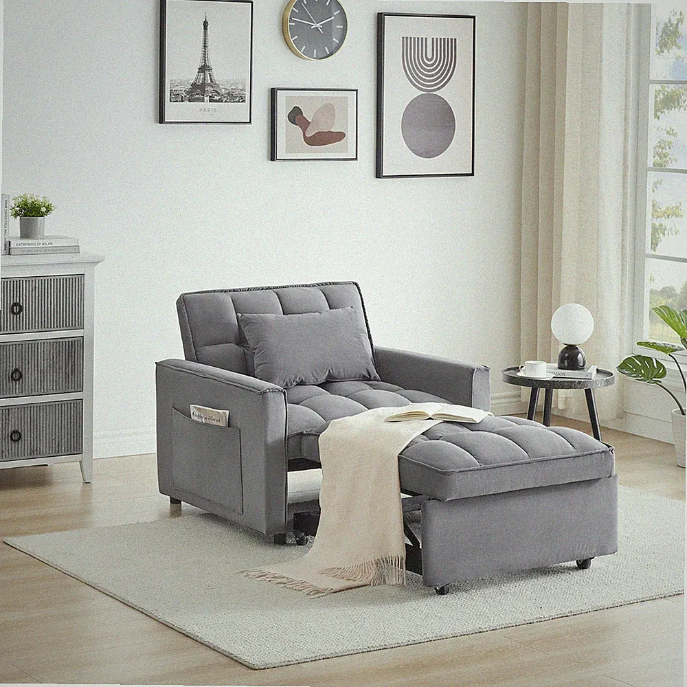 Sofa Bed Chair 3 in 1 Convertible Recliner, Single Recliner, w/ Adjustable Back