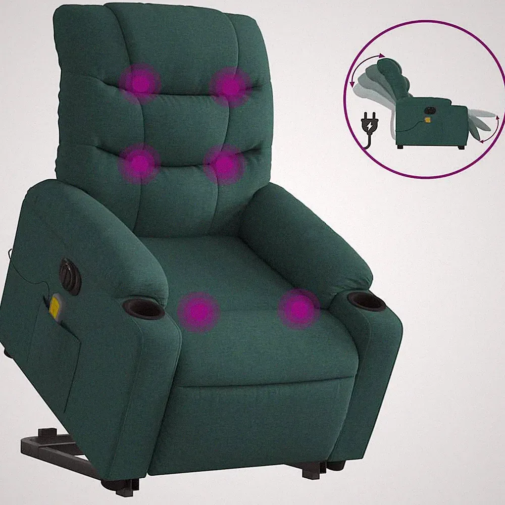 Stand up Massage Recliner Chair Power Lift Wingback for Elderly Fabric vidaXL