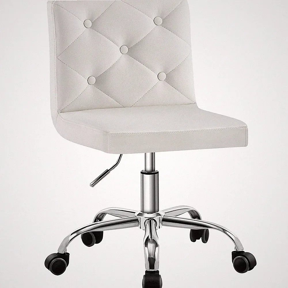 VECELO PU Leather MidBack Armless Vanity Chair Adjustable Height 360° Rolling...